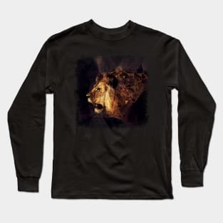 Low poly Golden Lion Long Sleeve T-Shirt